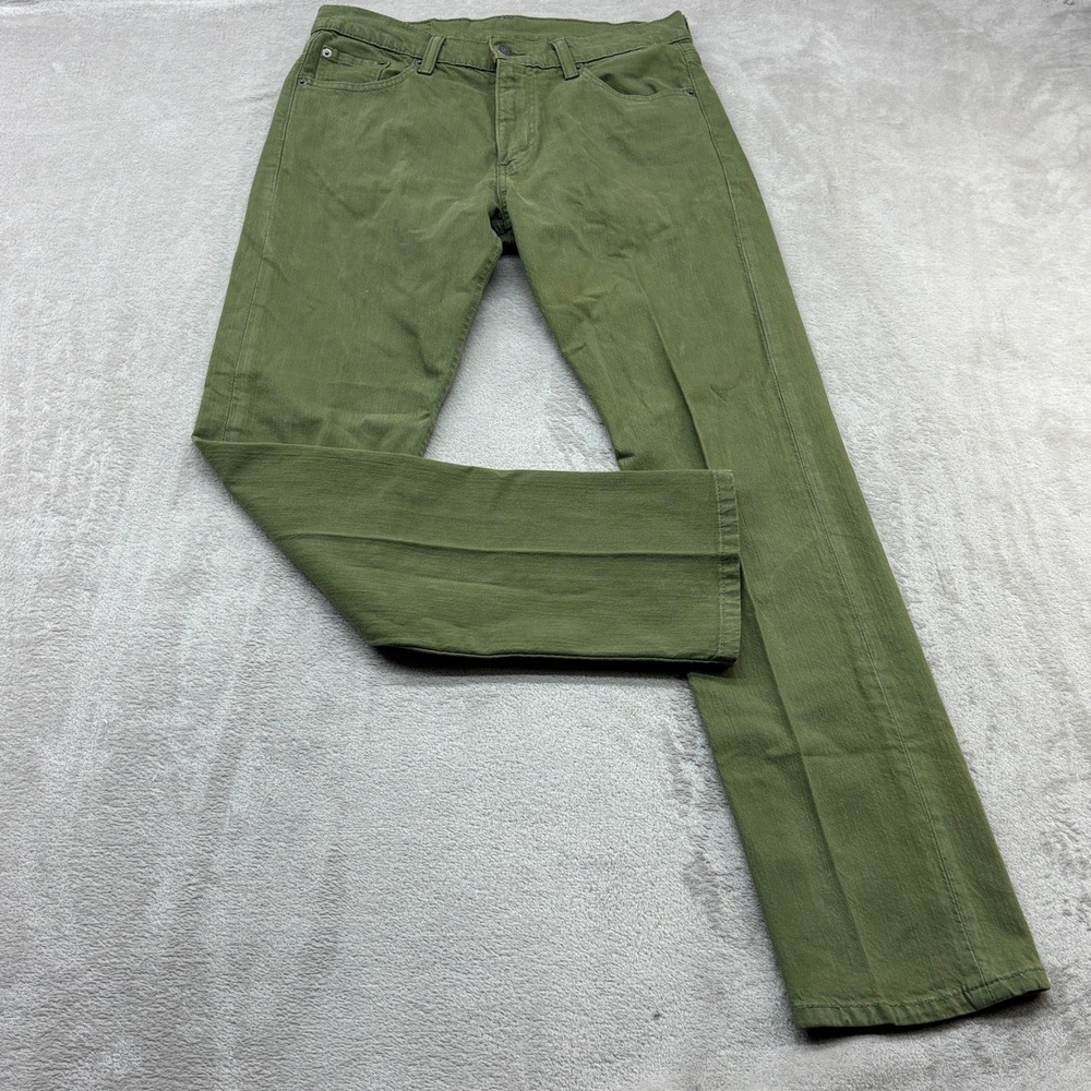 Levi's 513 Slim Straight Pants Mens 30x30 Olive Green Stretch Twill Trousers